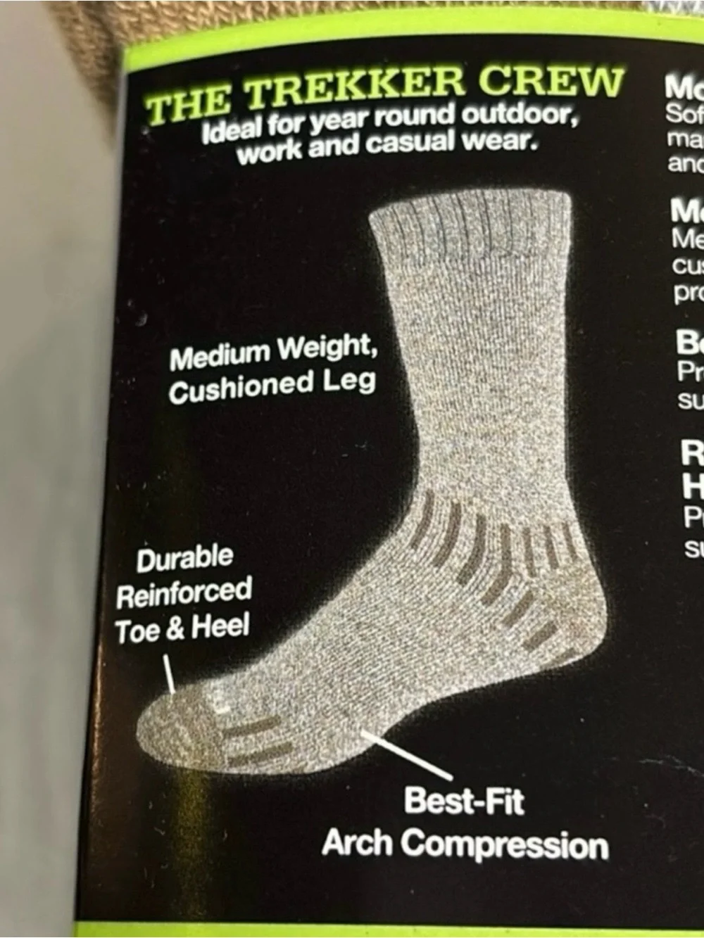 New Dickies Socks Men’s 4 Pair Performance Outdoor Mid-Weight Casual Socks Gray